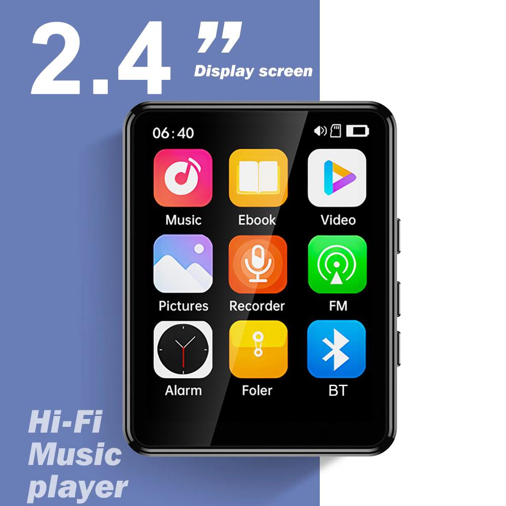 Bluetooth MP3 Player 2.4 Inch Touch Screen HiFi Music Player Support 128G Expansion Built-in Speaker With E-book /FM/Radio/Video