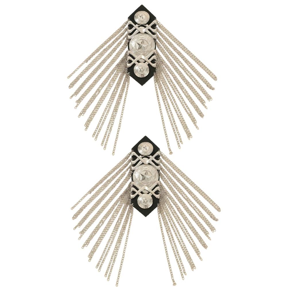 Metal Shoulder Board Badges Tassel Chain Fringed Epaulet Decoration Vintage Brooch Pin For Jacket