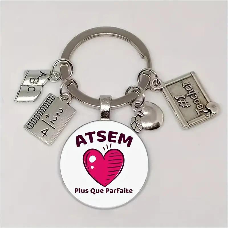 Super ATSEm Time Gem Apple Heart Teacher s Day Keychain