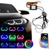 90MM RGB LED Angel Eyes Halo Rings Flexible Matrix,Colorful APP Bluetooth Control,12V/24V DRL & Turn Signal Lights for Car,Motorcycle,Programmable
