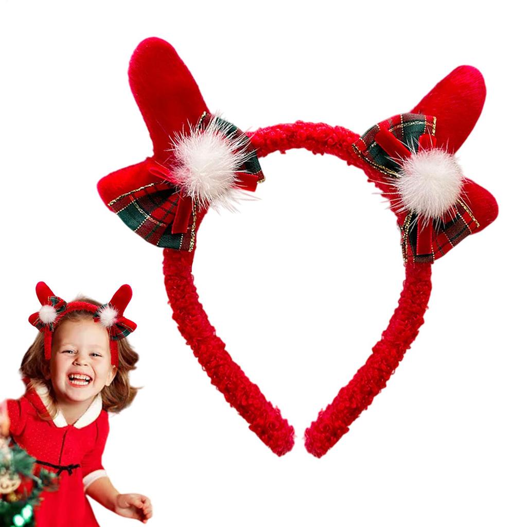 Christmas Antlers Headband Red Christmas Realistic Hairband Festive Deer Cosplay Headband For Adult For Kids Women Holiday
