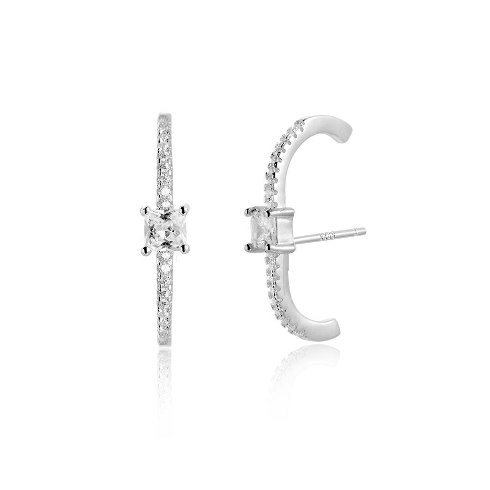 ANDYWEN 925 Prata Esterlina Ouro Quadrado CZ Hoop Piercing Brinco Mulheres Luxo Jóias Finas Presente Luxo Clipes Festa