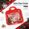 Holiday Gift Exchange Packaging Christmas Treat Bags with Handles, Self-Seal Candy Cookie for Decorative Snack Containers Party Favors, Clear