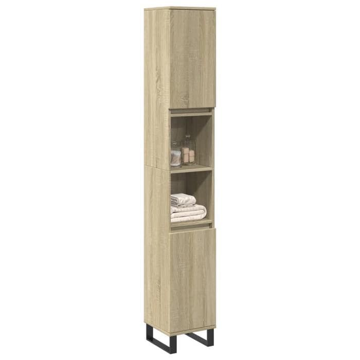 VidaXL Armoire salle de bain chêne sonoma 30x30x190 cm, armoire de rangement de salle de bain, armoire de bain, meuble de 849669