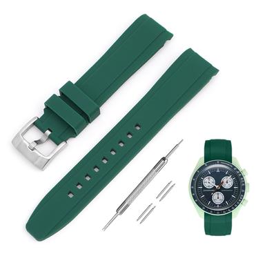 Jumpsunfun 20mm Silikon-Uhrenarmband für Omega X Swatch Speedmaster Green MoonSwatch,