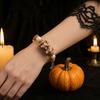 Stackable Charm Bracelet Halloween Stretch Beaded with Gift Box, Black Cat Pumpkin Ghost Spooky Theme Party Accessory Crow Witch Hat/Moon Charm,