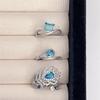 Aquamarine Drop-Shaped Open Ring, Super Flash Elegant And Exquisite Personalized Fashion Ring