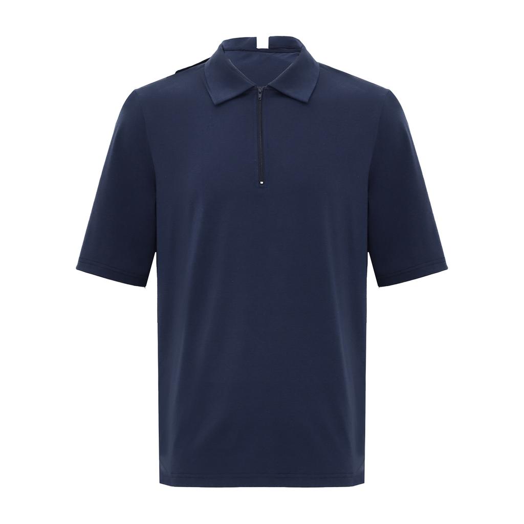 Mens Alzheimer Care T-Shirt Open Back Overlap Short Sleeve Lapel Zipper Neck Adaptive Top