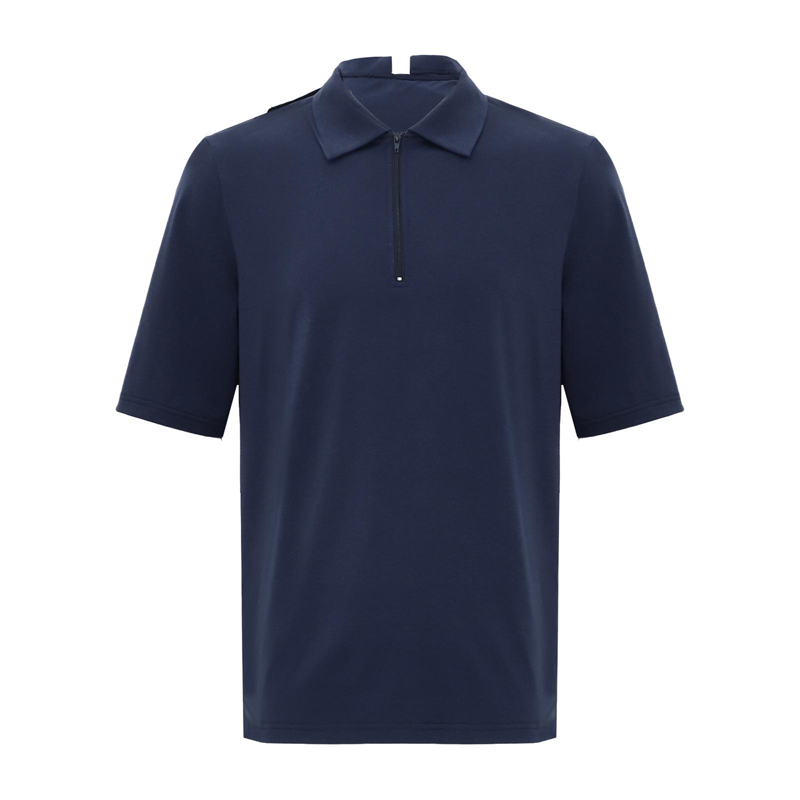 Ranrann Heren Alzheimer Zorg T-shirt Open Rug Overlap Korte Mouw Kraag Ritssluiting Nek Adaptieve Top XXL