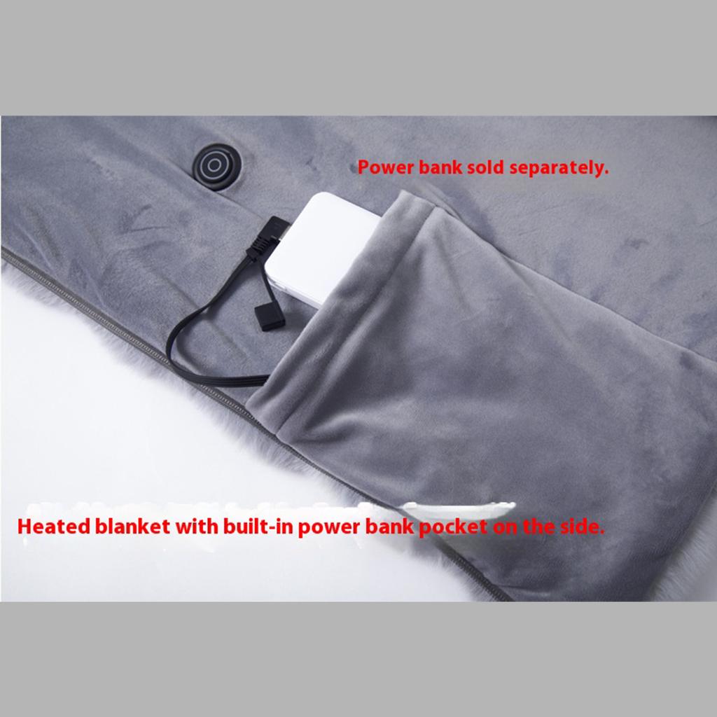 USB Electric Heated Blanket 3 Heating Levels Wearable Electric Blanket Shawl Wraps Double-Sided Thermal Blanket for Home Camping