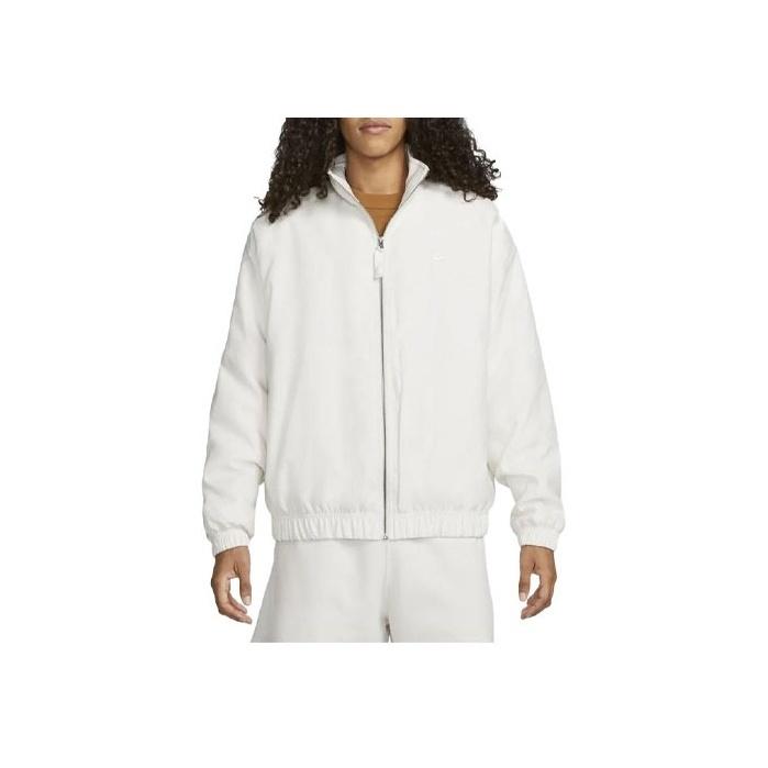 Nike Embroidered Logo Solid Stand Collar Loose Crop Cotton Jacket Men Outerwear Gray White DN1267-030