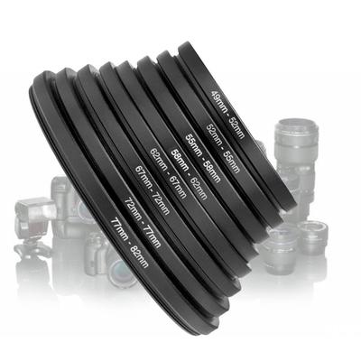 8 szt. Metalowe Pierścienie Zwiększające Uniwersalny Zestaw Adapterów do Filtrów Obiektywu 49-52-55-58-62-67-72-77-82mm