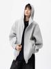 Trendy American High Street Double Zipper Basic Heavyweight Loose Cardigan Hoodie
