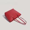 Textured Red Tote Bag for Women Commuting Underarm Bag Fashionable Simple and Versatile Bridal Wedding Bag
