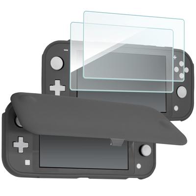ProCase Switch Lite Flip Case 2 Glass Slim Clear Soft TPU Cover Shockproof Protective Cover Compatible with Switch Lite 2019 Gray [with Panels] –