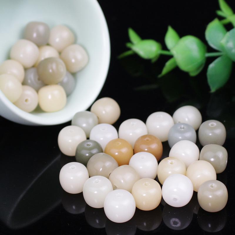 Bodhi Root Rainbow Candy Weathered Green Yin Beads for DIY Buddhist Rosaries