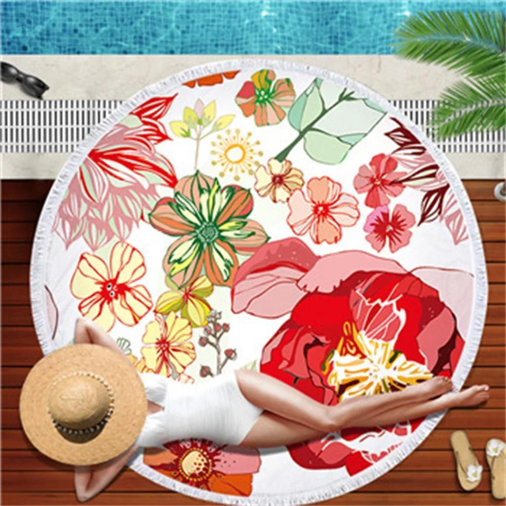 Carton Pineapple Round Beach Towel Tassel Bohemian Flamingo Large Blanket Picnic Yoga Mat travel Boho Tablecloth Beach towel