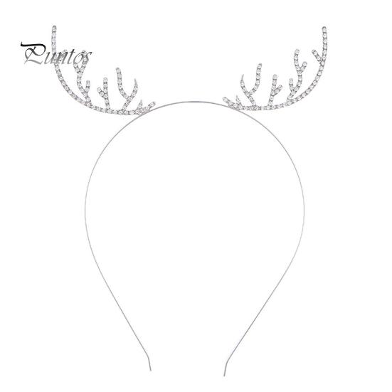 

Обруч для волос на рождественскую тему с инкрустацией из стразов, буквами, снежинками, рогом оленя, эластичная повязка на голову, аксессуары для волос 1