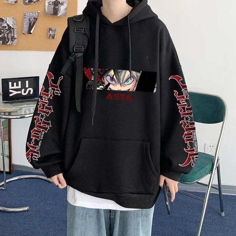 Japan Asta Anime Graphic Printed Hoodies Vintage Oversized Hooded Sweatshirt Long Sleeves Soft Cotton Hoodie Men Women Clothes
