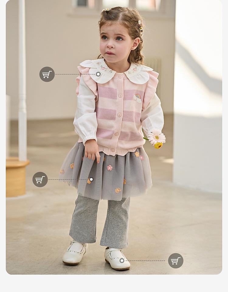 David Bella Girls' Anti Static Knitted Sweater Vest Autumn Collection New Baby Cotton Striped Vest