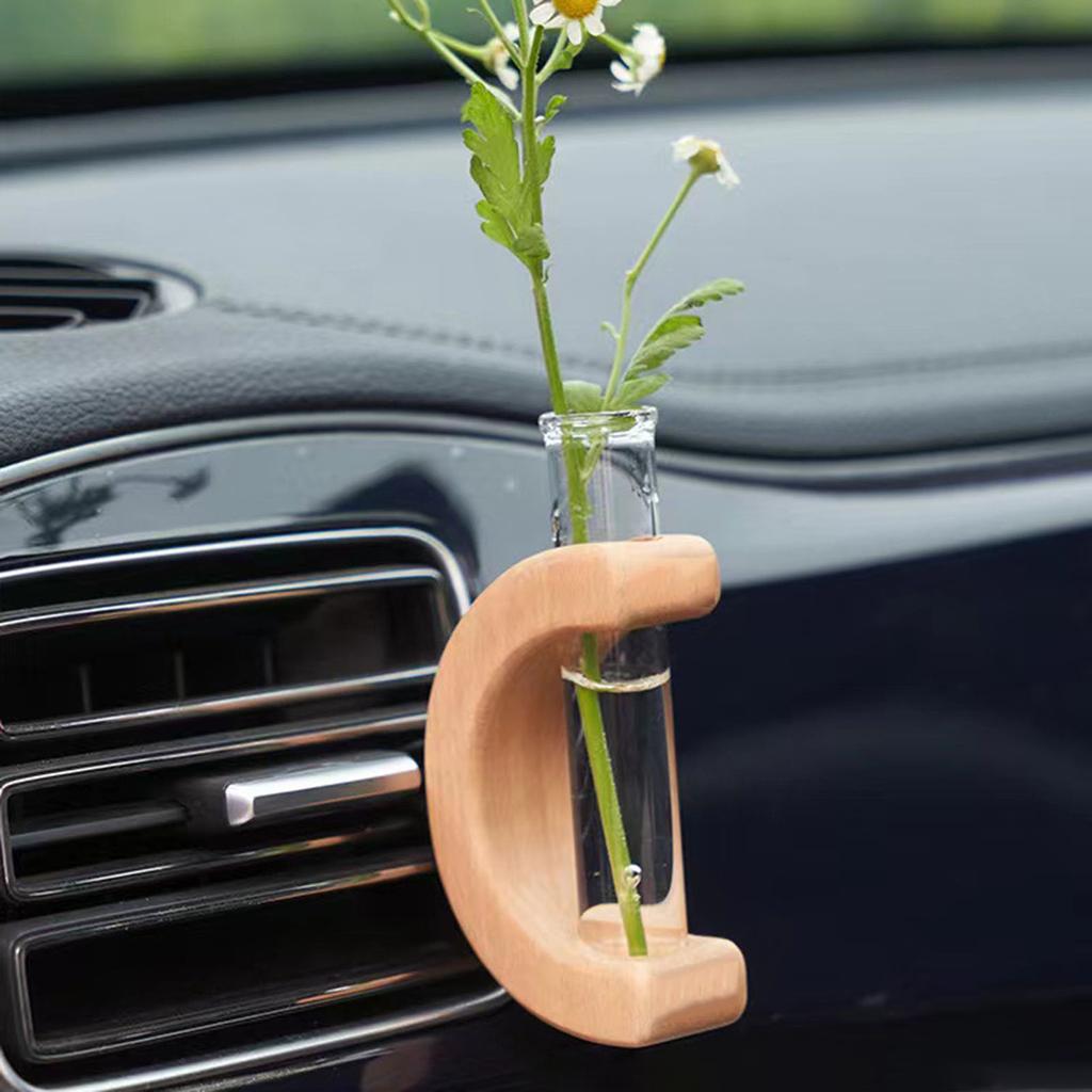 Massivholz Auto Blumenvase, Kreatives Mittelkonsolen Luftauslass Blumenarrangements Gerät, DIY Blumenhalter Autozubehör