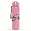 1PC Black wave cursive band text print 750ml colorful plastic sports water bottle leakproof pop up lid with straw for outdoor work home use
