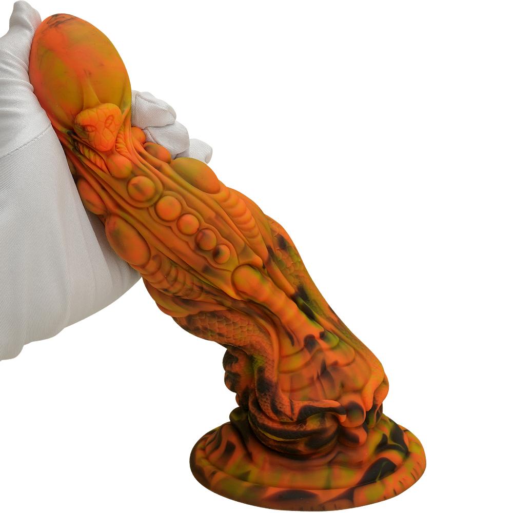 Liquid Silicone Blend Dildo Twin Viper Special Shape Penis Soft Anal Plug Female Adult Viper Special Shape