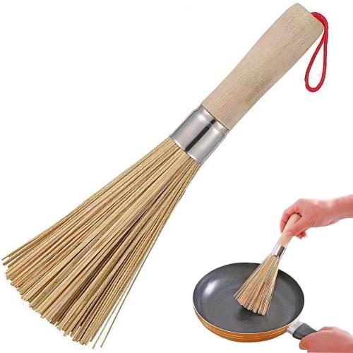 

Bamboo Dishwashing Brush, Kitchen Brush, Scrubbing Brush, for Kitchen Cleaning, Pot Cleaning, with Handle, Wet/Dry Use, Hanging Design, Easy Storage