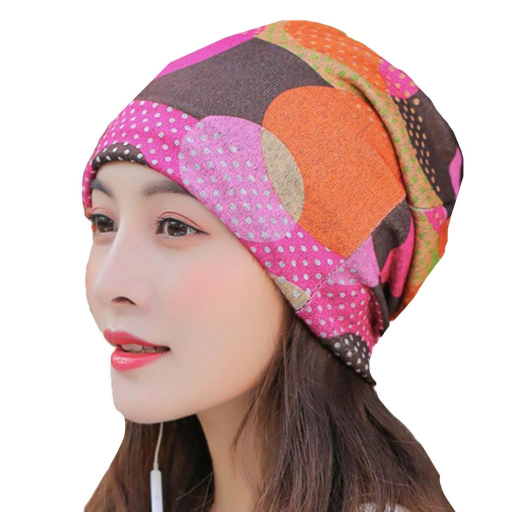 WHITE FANG Knit Polka Dot Neck Stylish and Cute for CA374 Hat, Cap, Warmer, Women, (02 Pink)
