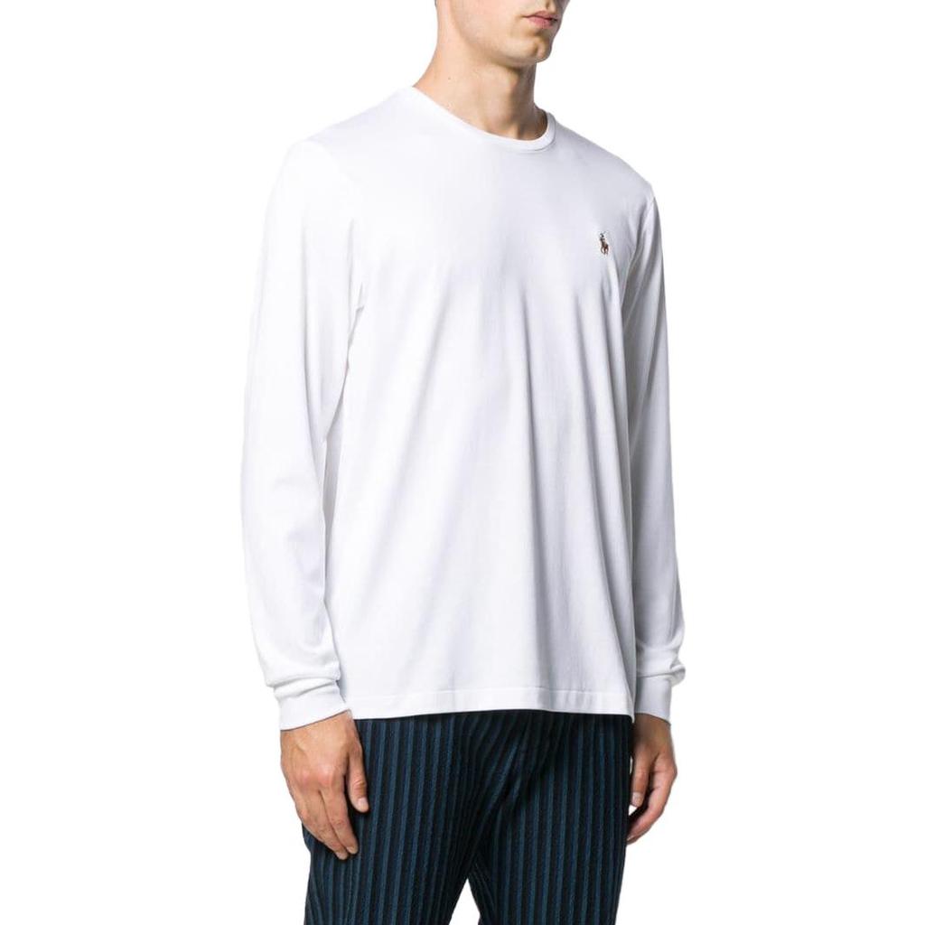 Polo Ralph Lauren SS23 Einfarbiges Logo Besticktes Rundhals Langarm T-Shirt Herren Oberteile Weiß 710760121-002