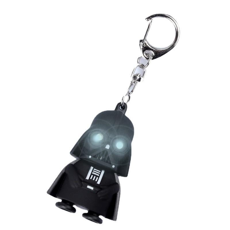 Porte-clés mignon de dessin animé Guerrier Noir Lumière LED Son Enfant Lampe de poche Pendentif de sac Accessoire