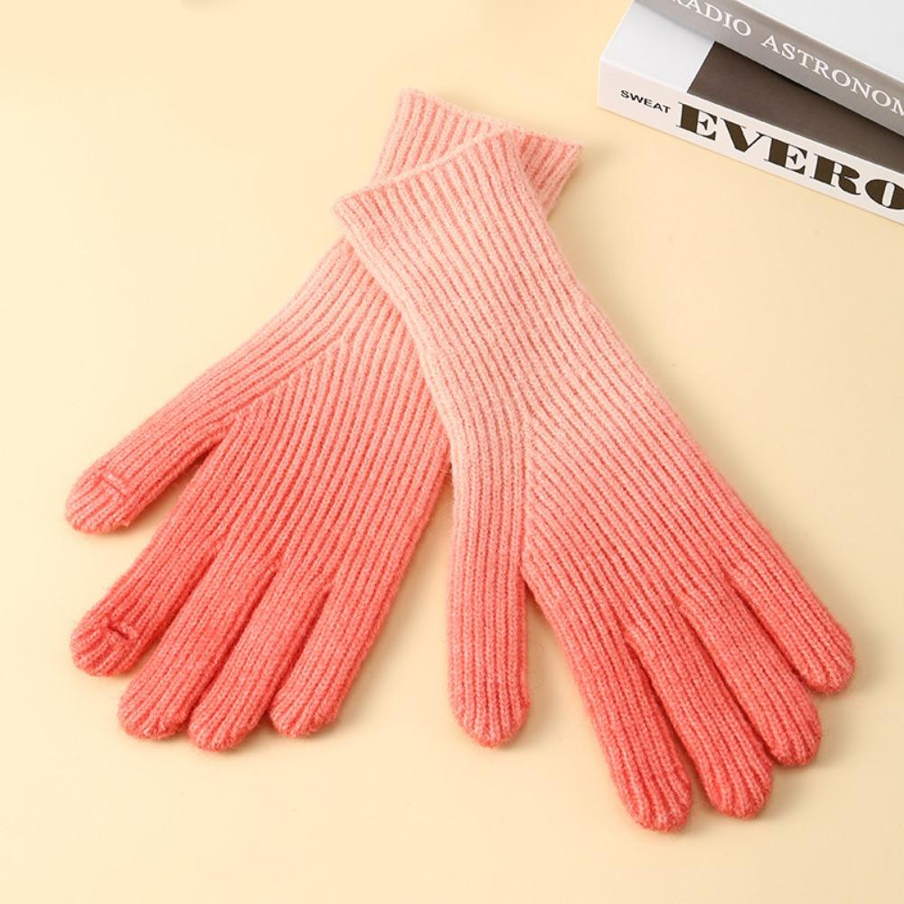 Gradient Color Touch Screen Mitten Cold-Proof Thicken Warm Gloves Winter Knitted Gloves Driving