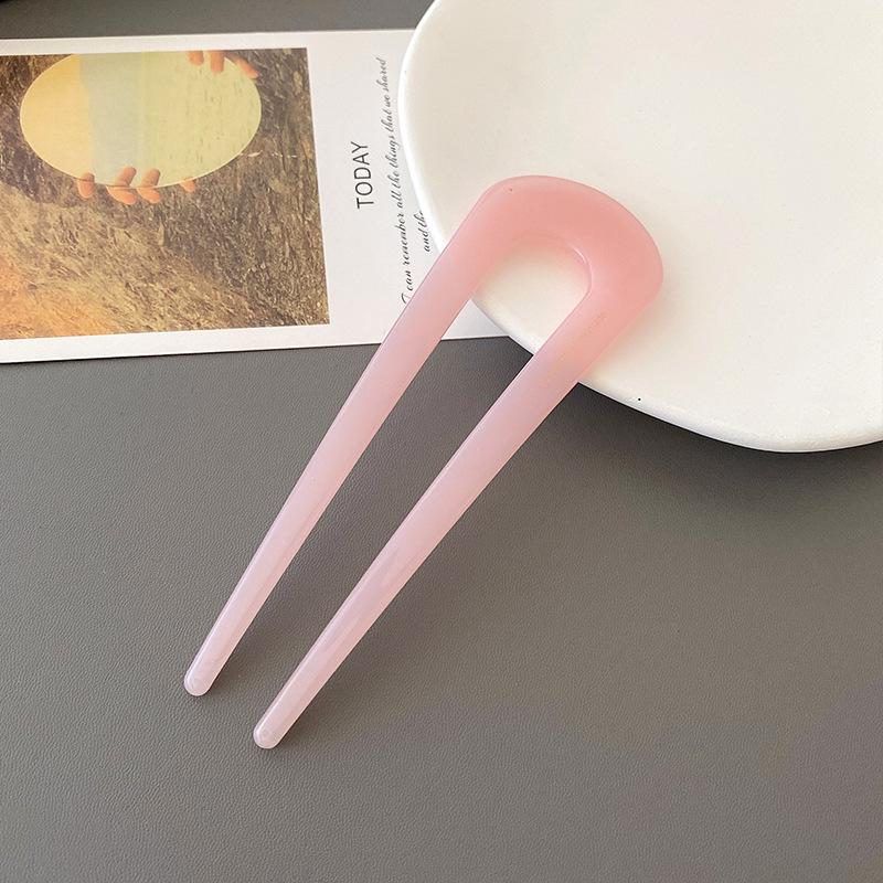 Simple Leopard Print Acetate Geometric U-shaped for Women's Hair Clip Elegant Retro Chinese Coiled Hair Accessory Hairpin