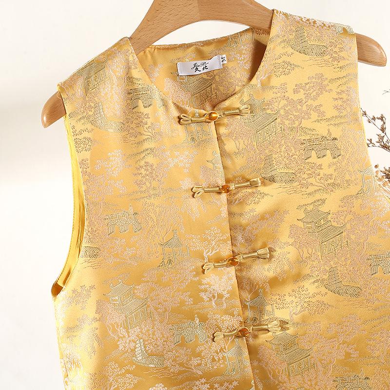 Vest Early Spring High-end Jacquard Disc Buckle Vest Top Vest Women's Top