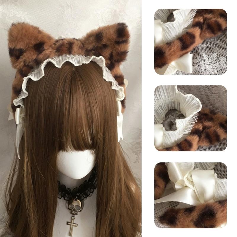 Realistic Kitten Ears Hairband Furry Headbands Plush for Coser Role Play and Photography Props