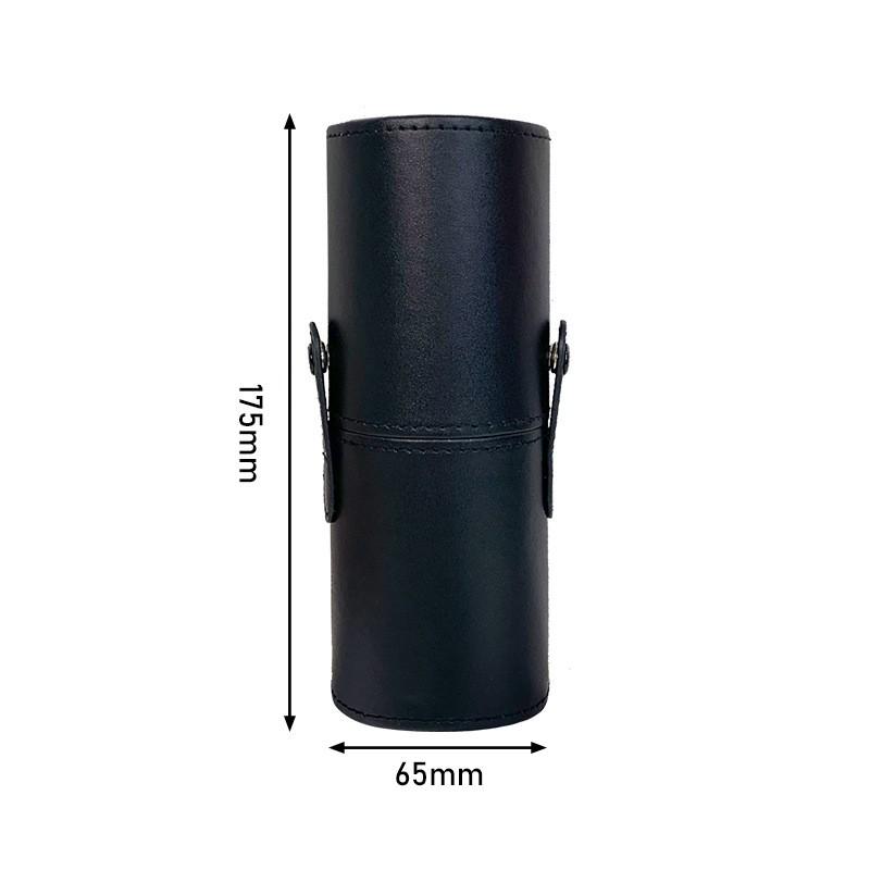 Round PU Leather Makeup Brush Holder Cylinder Organizer Desk Vanity Storage