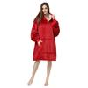 Women's Winter Warm Home Hoodie New Pajamas Nightgowns With Pocket for Female Solid Color Fleece Homewear Soft Housecoat Plus Size