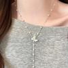 Elegant Silver Butterfly Pearl Clavicle Necklace: Exquisite, Fashionable High-End Luxury Style for Women