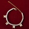 Aokaishen Butterfly Tennis Link Chain Anklet for Women Gold Color Charms Hip Hop Foot Jewelry Bracelet On The Leg