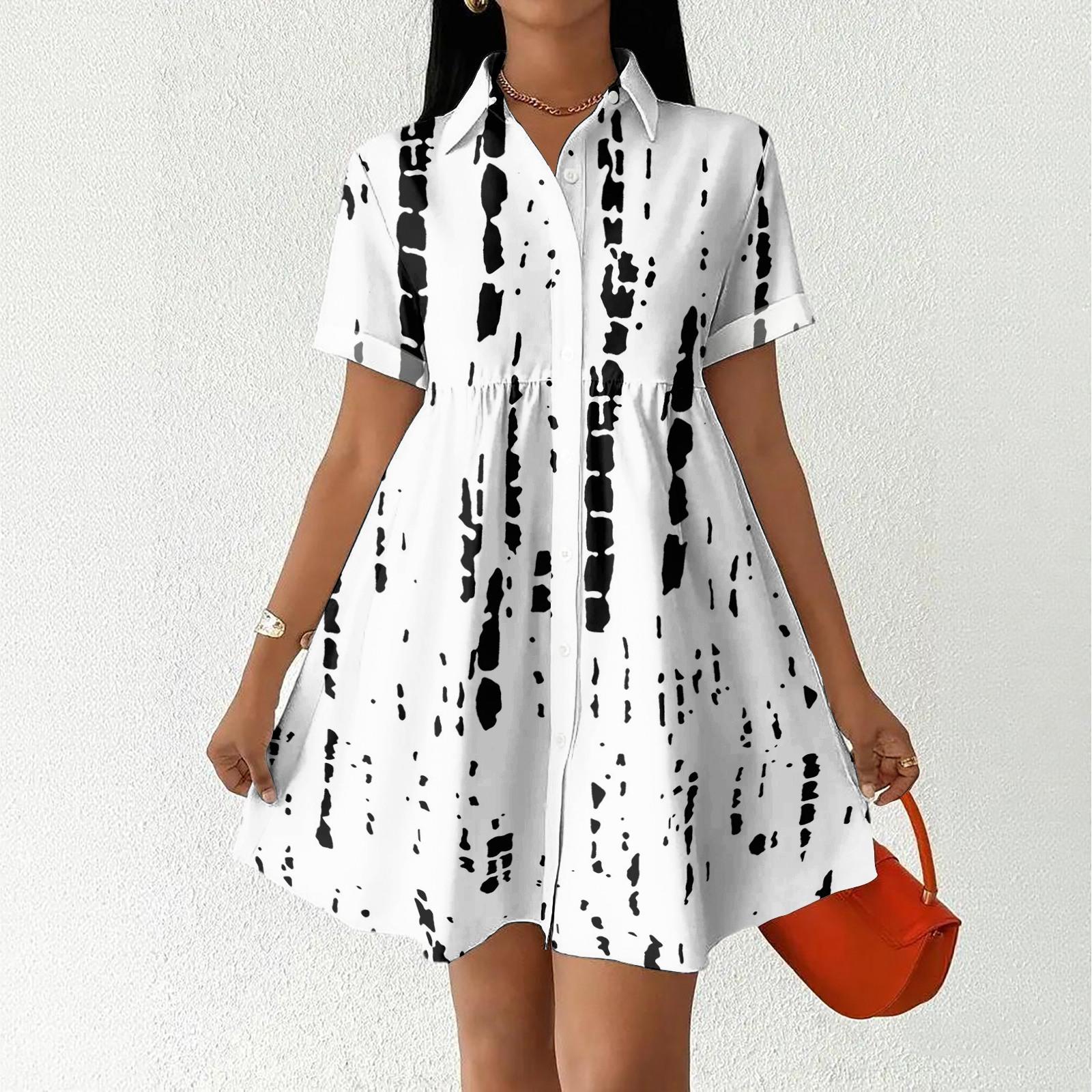 

Women s Casual Loose Fit Shirt Dress Button Front Short Sleeve Collared Dress with Floral Print Suitable for Daily Wear and Outdoor Activities XL