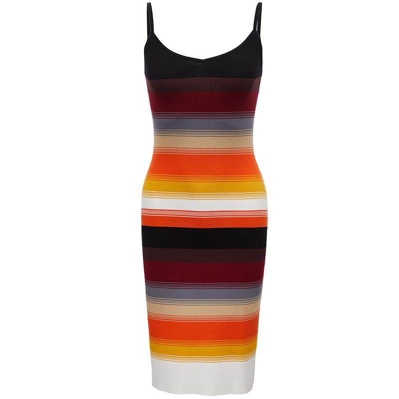 

VEROMODA Knitted Stripe Color-block Sleeveless Resort Dress S