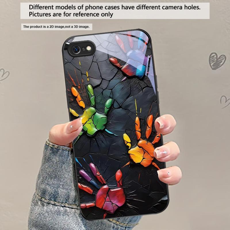 Animal Footprint Stone For iPhone 17 Air 16 E 15 Plus 14 Pro Max 13 12 mini 11 5 6 7 8 Plus XR XS Max SE Black Glass Phone Case