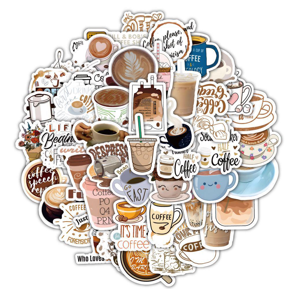 60 Coffee-Themed Digital Stickers for iPad, Phone, Laptop, or Diary - Personalized Graffiti DIY Set
