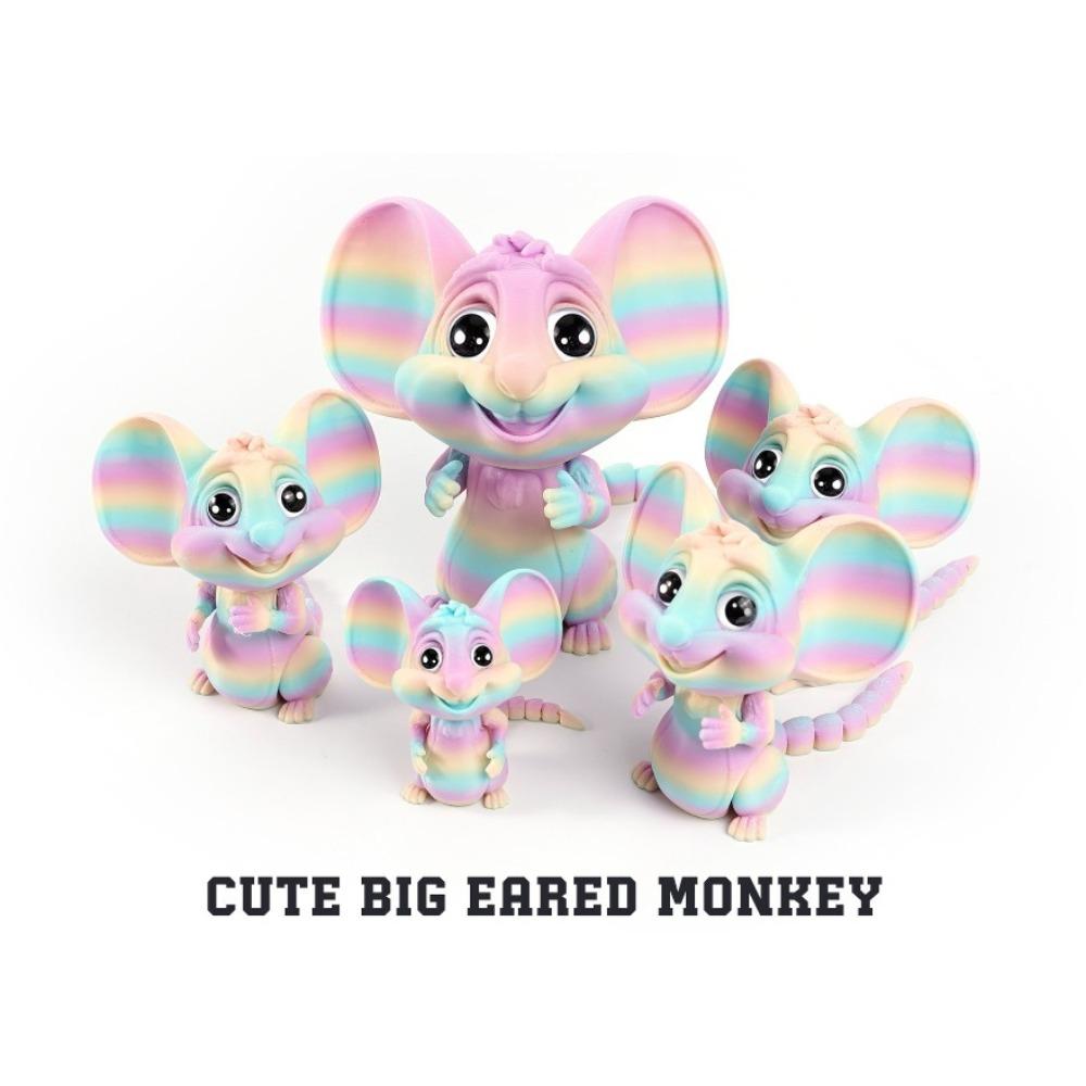 3D Printed Mouse Animals Toys Cute Big Ears Mouse Figurine Articulated Fidget Toy for Home Desktop Decoration Gifts To Friends