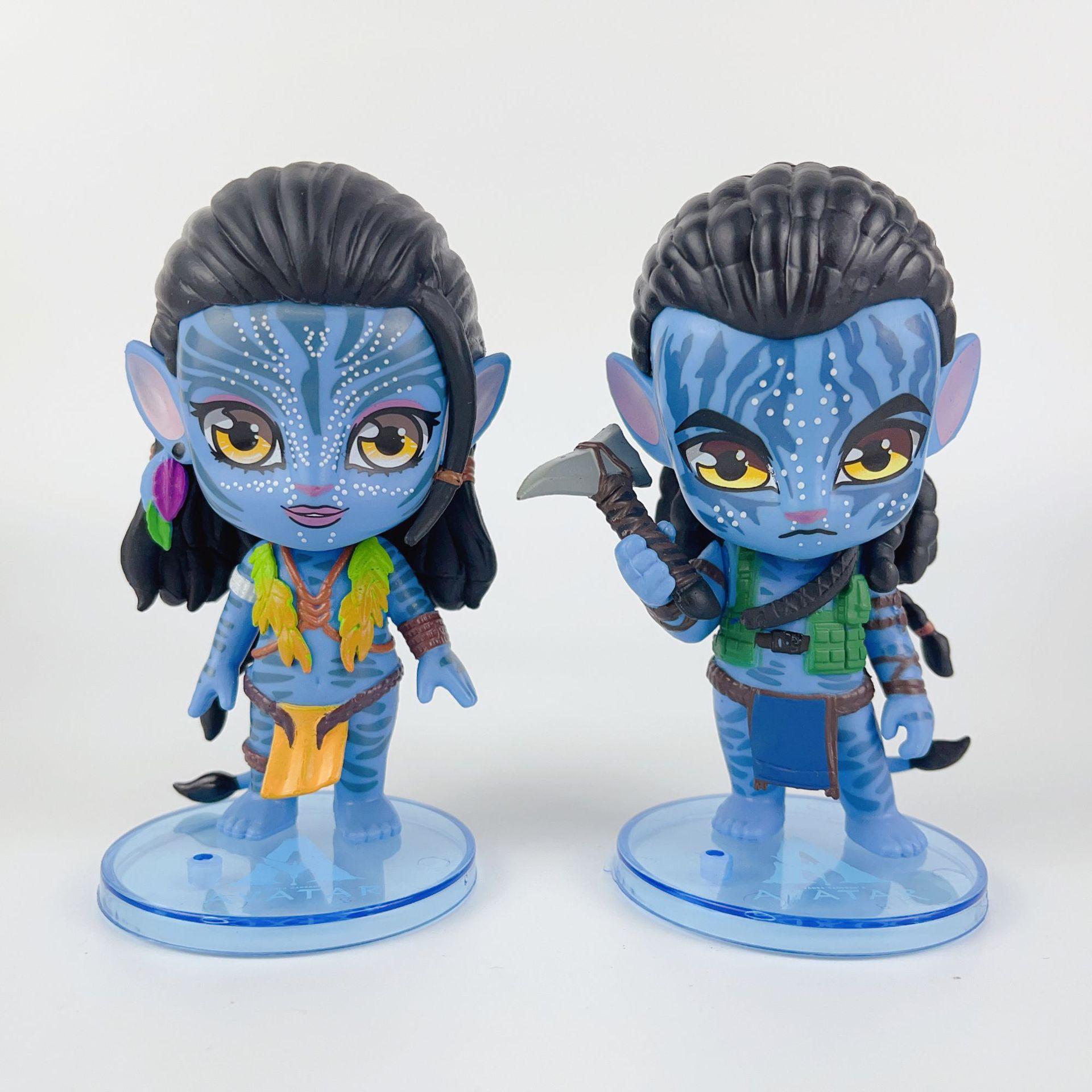 

2Pcs Avatar The Way of Water Jake Sully Neytiri Q Version Action Figure Set PVC Toys for Movie Fans Gift Home Desk Decor Action & Toy Figures 12cm