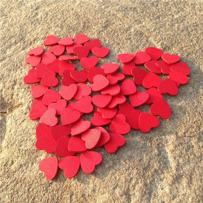 200pcs/Lot Small Wooden Red Heart Sticker for Scrapbooking Carft Diy Card Manual Accessories Wedding Invitation Mini Hearts