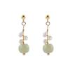 925 Silver Hetian Jade and Freshwater Pearl Wrap Stud Earrings - Simple, Trendy Women's Jewelry