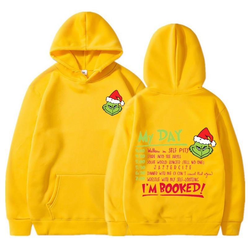 Loose Unisex Christmas Letter Green Haired Monster Print Hoodie Casual Sweatshirt for Autumn Kids Long Sleeve Hoodies
