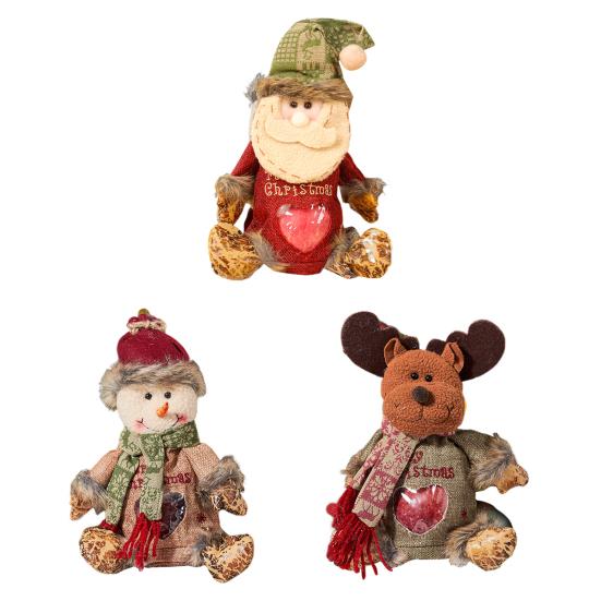 

Мешковина Рождественские подарочные пакеты Дизайн на молнии Плюшевая 3D кукла Санта-Клаус Снеговик Пакеты для фруктов Многоразовый тканевый мешок для хранения подарков Конфеты 3pcs