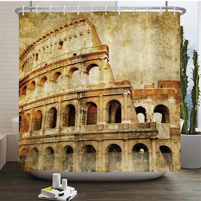 Vintage Style Retro Landscape Bath Curtain Waterproof Fabric Shower Curtains Bathtub Screen for Bathroom Home Decor